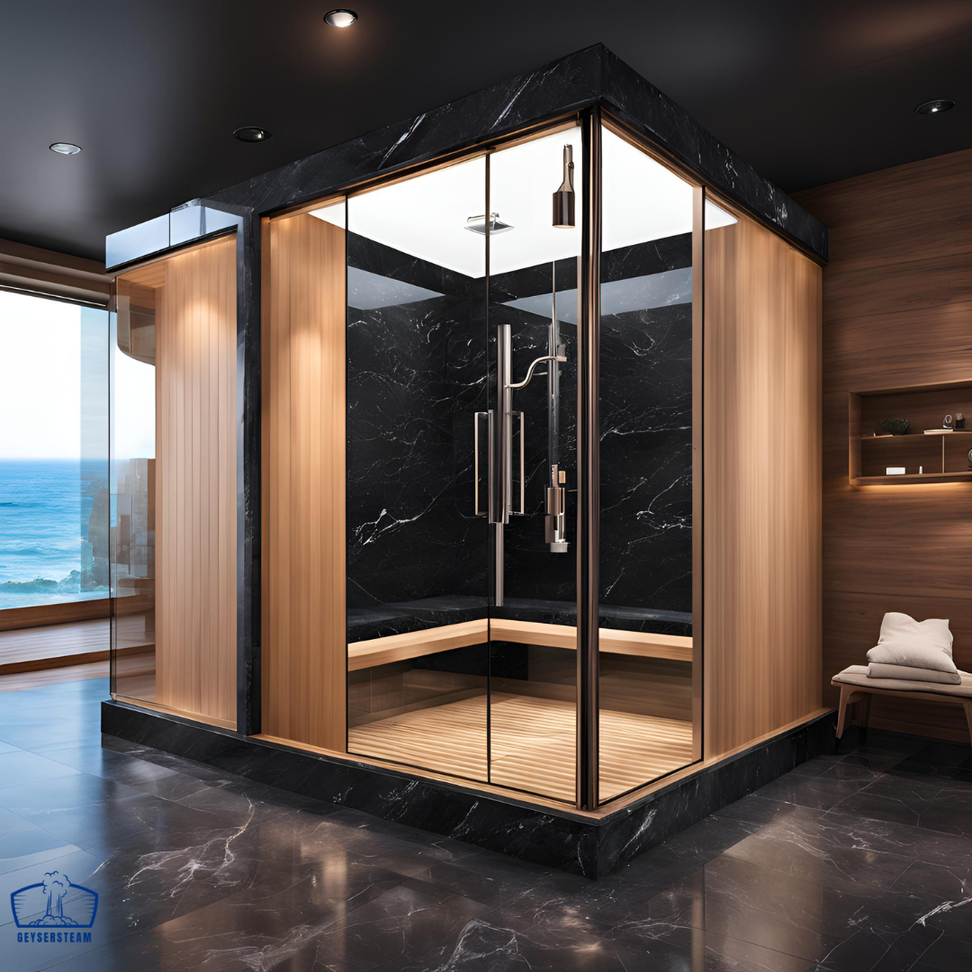 Custom Indoor Steam Room Dark Marble